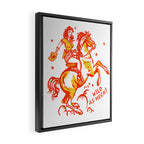 Retro Cowgirl Horse Riding Art. Vintage Western Decor Framed Canvas Print Gallery Image 2