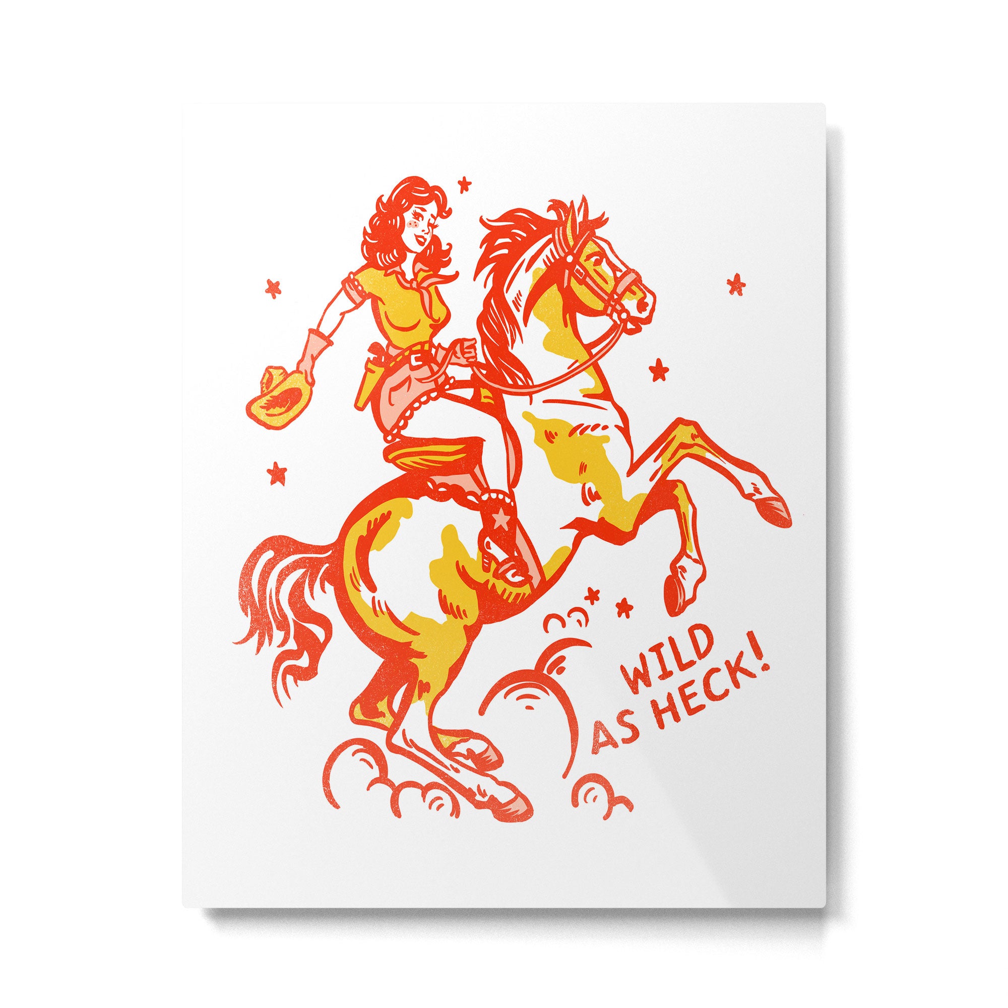 Retro Cowgirl Horse Riding Art. Vintage Western Decor Metal Print Gallery Image 6