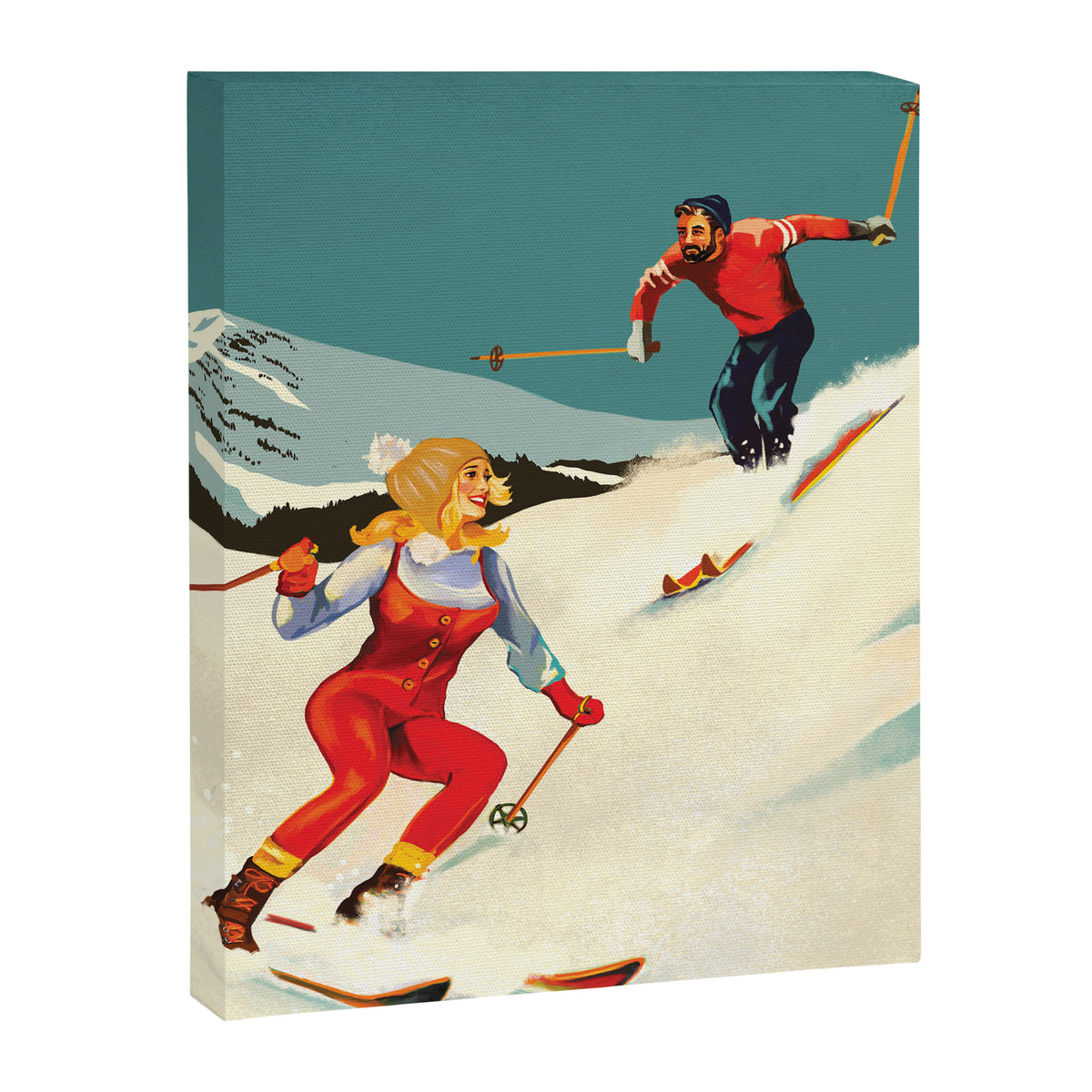 Retro Skiing Couple Canvas Print Gallery Image 8
