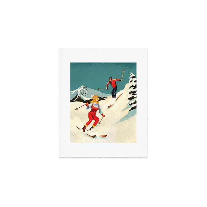 Retro Skiing Couple Art Print Gallery Image 1