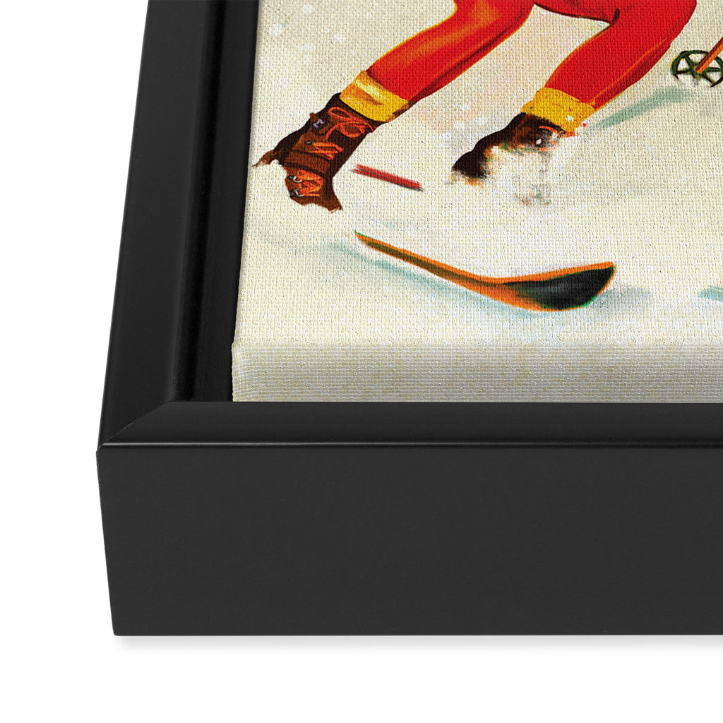 Retro Skiing Couple Framed Canvas Print Gallery Image 3