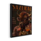 Sazerac Cocktail Art Of A Buffalo, Vintage Alcohol Wall Art For Bar, Kitchen, Man Cave Framed Canvas Print Gallery Image 2