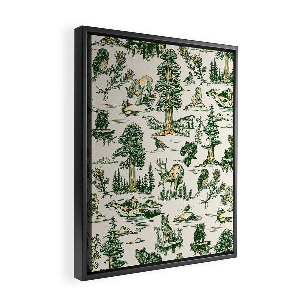 Sequoia National Park California Vintage Travel Art Pattern Framed Canvas Print Gallery Image 2