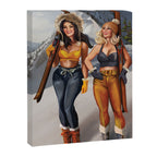 "Ski Bunnies" Cool Retro Winter Pinup Girl Art Canvas Print Gallery Image 6