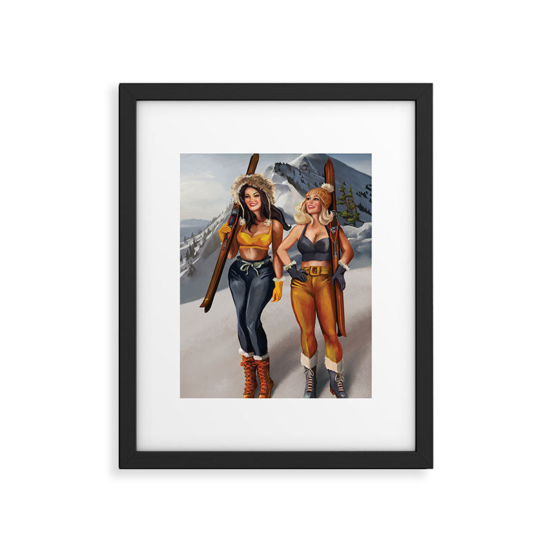 "Ski Bunnies" Cool Retro Winter Pinup Girl Art Framed Art Print Gallery Image 5