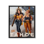 "Ski Tahoe" Cute Pinup Girls Skiing Wall Art Framed Canvas Print Gallery Image 6
