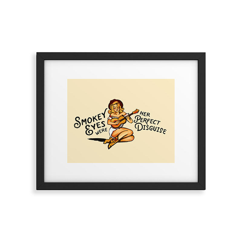 Smokey Eyes Were Her Perfect Disguise Guitar Pinup Girl Framed Art Print Gallery Image 5