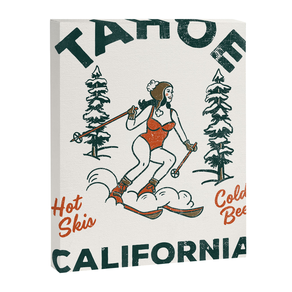 Tahoe, California - Pants Are For Tourists. Funny Ski & Beer Art Canvas Print Gallery Image 8