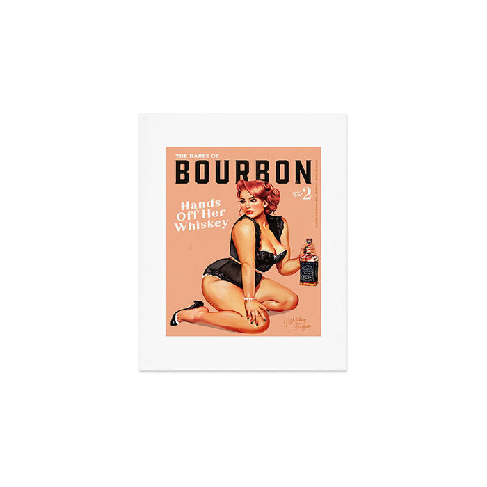 "The Babes Of Bourbon: Hands Off Her Whiskey" Vintage Curvy Pinup Girl Art Print Gallery Image 1