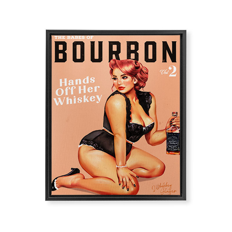 "The Babes Of Bourbon: Hands Off Her Whiskey" Vintage Curvy Pinup Girl Framed Canvas Print Gallery Image 6