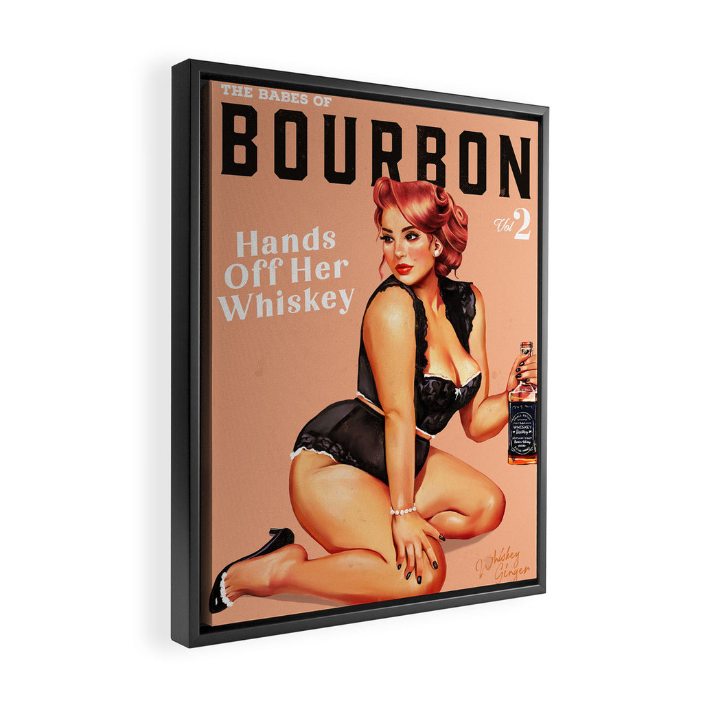 "The Babes Of Bourbon: Hands Off Her Whiskey" Vintage Curvy Pinup Girl Framed Canvas Print Gallery Image 2