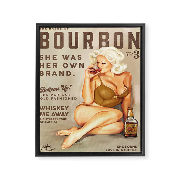 "The Babes Of Bourbon" Pretty Blonde Pin Up Girl Art Framed Canvas Print Gallery Image 1