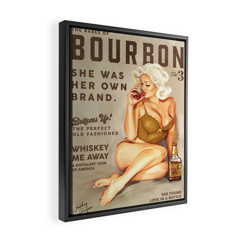 "The Babes Of Bourbon" Pretty Blonde Pin Up Girl Art Framed Canvas Print Gallery Image 2