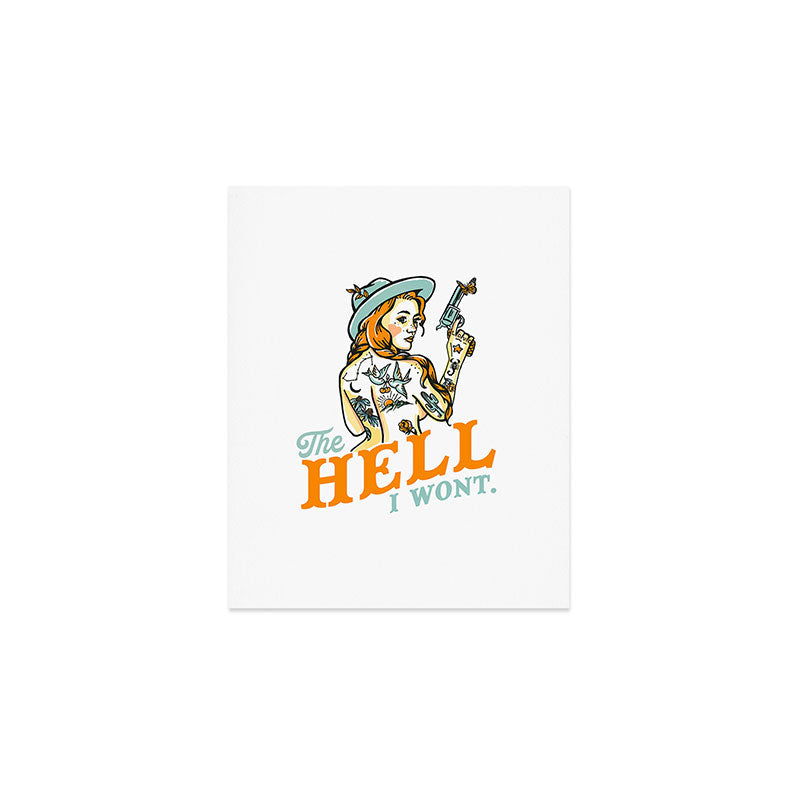 The Hell I Won't: Tattoo Redhead With A Revolver Art Print Gallery Image 1
