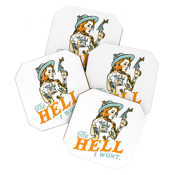 The Hell I Won't: Tattoo Redhead With A Revolver Coaster Gallery Image 1