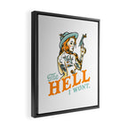 The Hell I Won't: Tattoo Redhead With A Revolver Framed Canvas Print Gallery Image 2