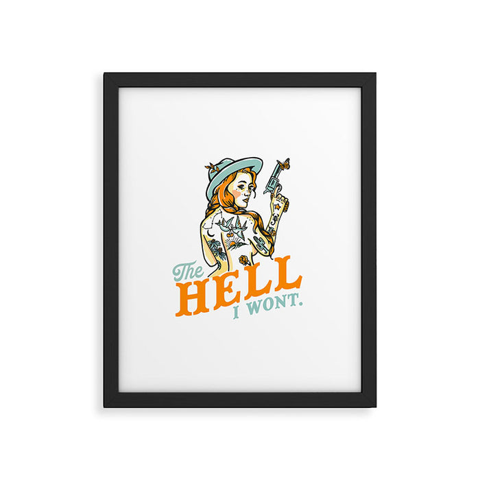 The Hell I Won't: Tattoo Redhead With A Revolver Framed Art Print Gallery Image 1