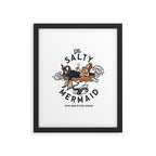 The Salty Mermaid Dive Bar & Fish Shack - Retro Pinup Mermaid Travel Art Framed Art Print Gallery Image 4