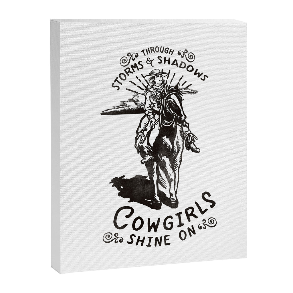 Through Storms & Shadows, Cowgirls Sine On. Retro Western Art Design. Canvas Print Gallery Image 8