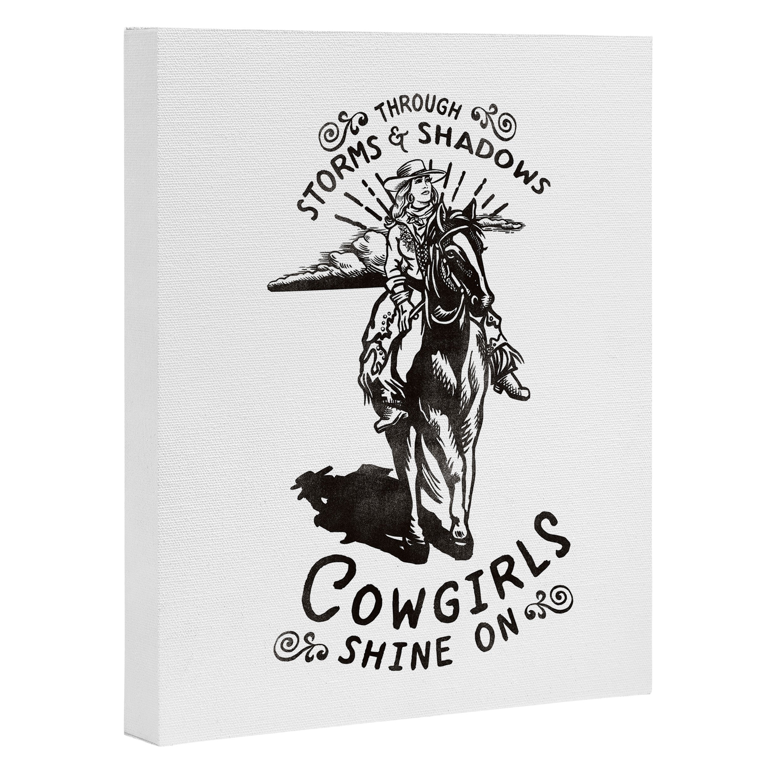 Through Storms & Shadows, Cowgirls Sine On. Retro Western Art Design. Canvas Print Gallery Image 3
