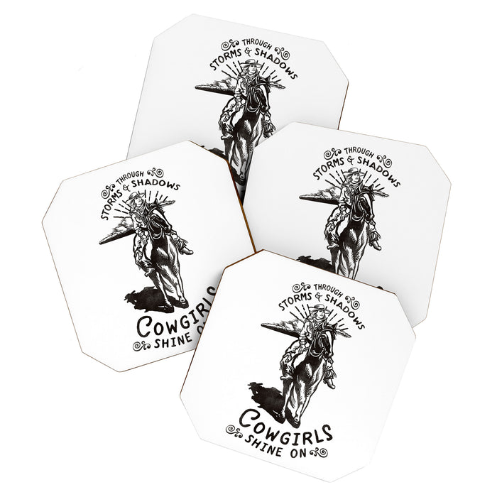 Through Storms & Shadows, Cowgirls Sine On. Retro Western Art Design. Coaster Gallery Image 1