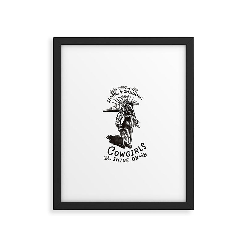 Through Storms & Shadows, Cowgirls Sine On. Retro Western Art Design. Framed Art Print Gallery Image 4