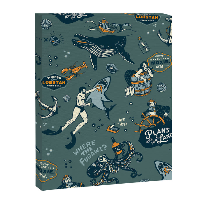 Vintage Ocean Pattern Canvas Print Gallery Image 1