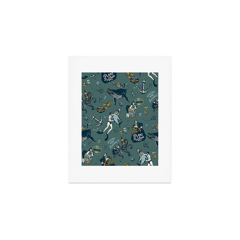 Vintage Ocean Pattern Art Print Gallery Image 1