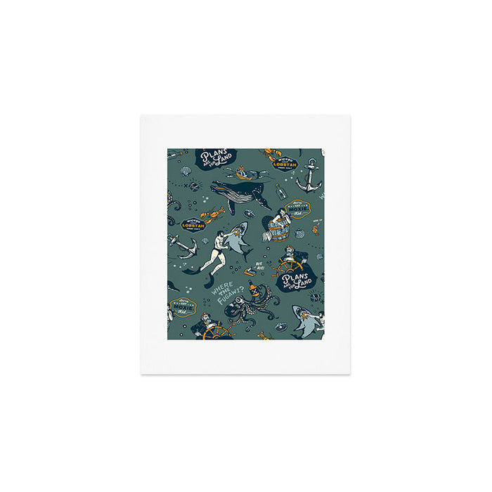 Vintage Ocean Pattern Art Print Gallery Image 1
