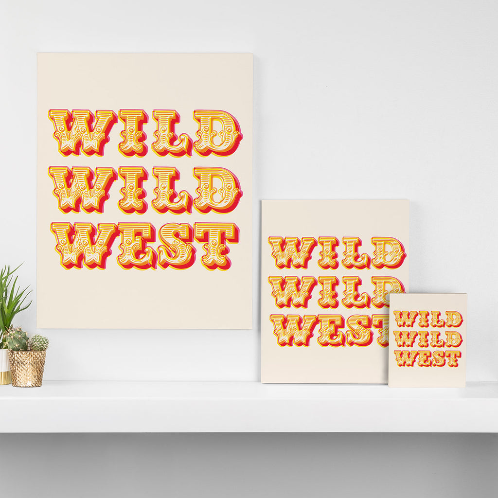 Wild Wild West Typography. Western Cowboy Art Canvas Print Gallery Image 3