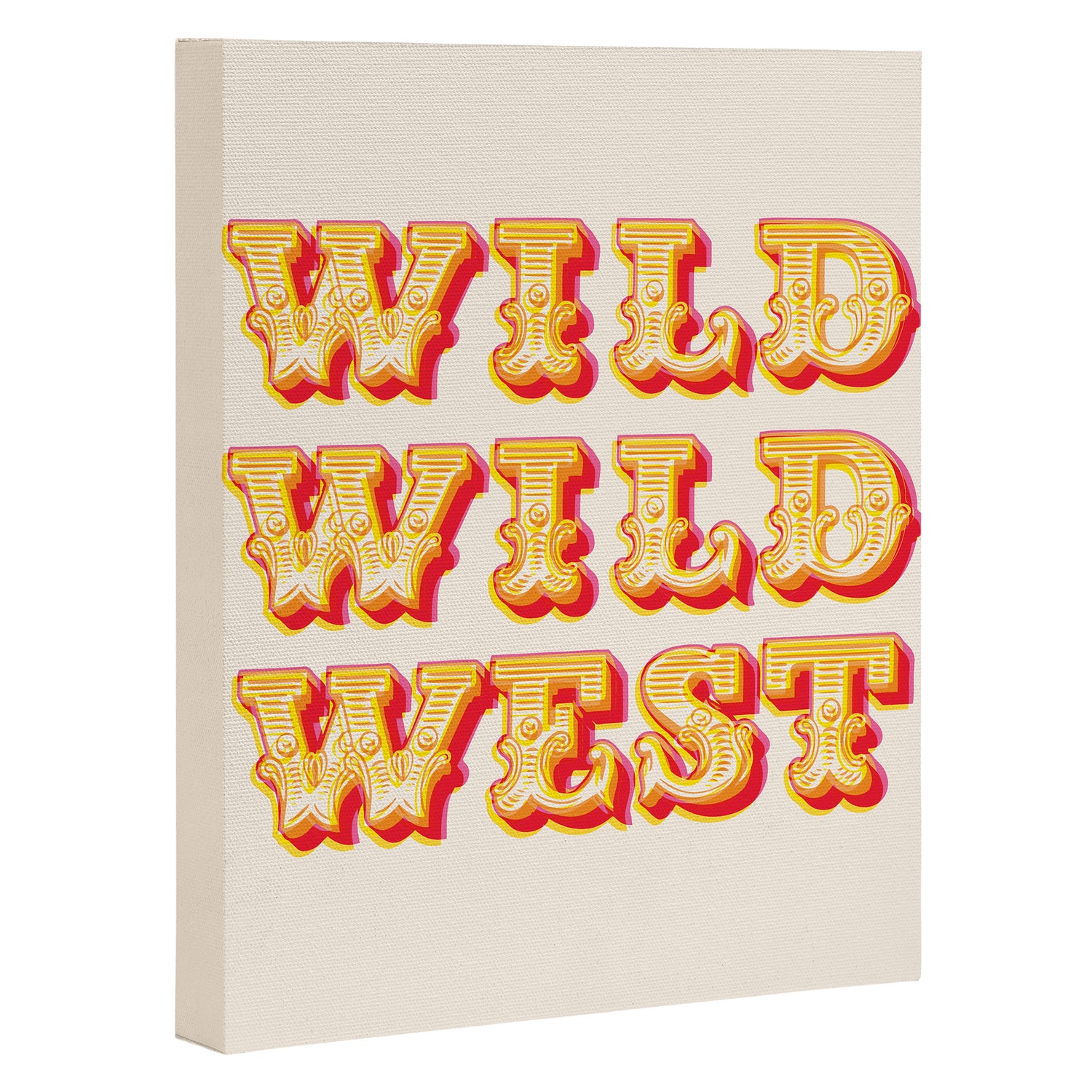 Wild Wild West Typography. Western Cowboy Art Canvas Print Gallery Image 3