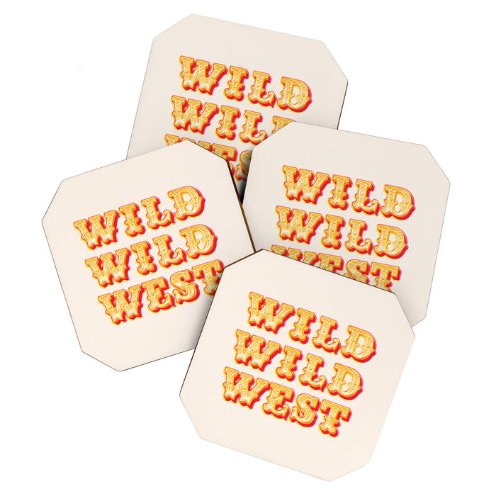 Wild Wild West Typography. Western Cowboy Art Coaster Gallery Image 1