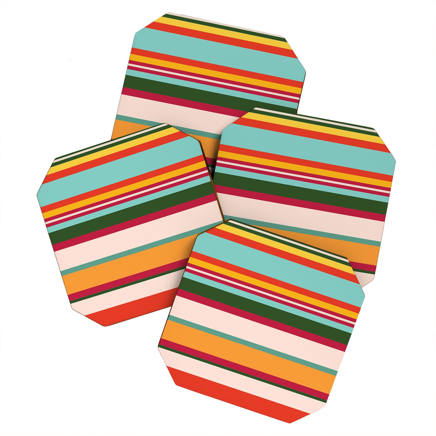 Vintage Striped Beach Pattern Coaster Gallery Image 1