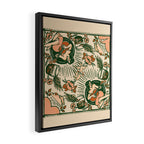 Whiskey & Lyrics Pattern Featuring A Pinup Girl Playing Guitar, Peach Cream Version Framed Canvas Print Gallery Image 2