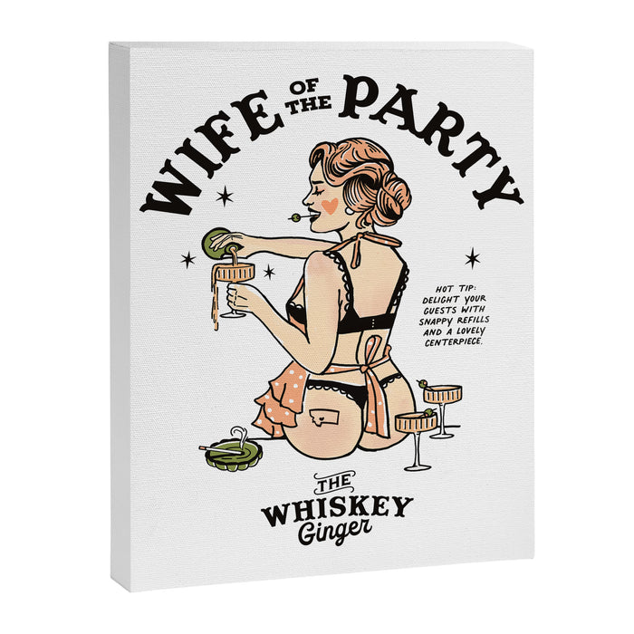 Wife Of The Party: Sexy Woman In Lingerie Making Cocktails Canvas Print Gallery Image 1