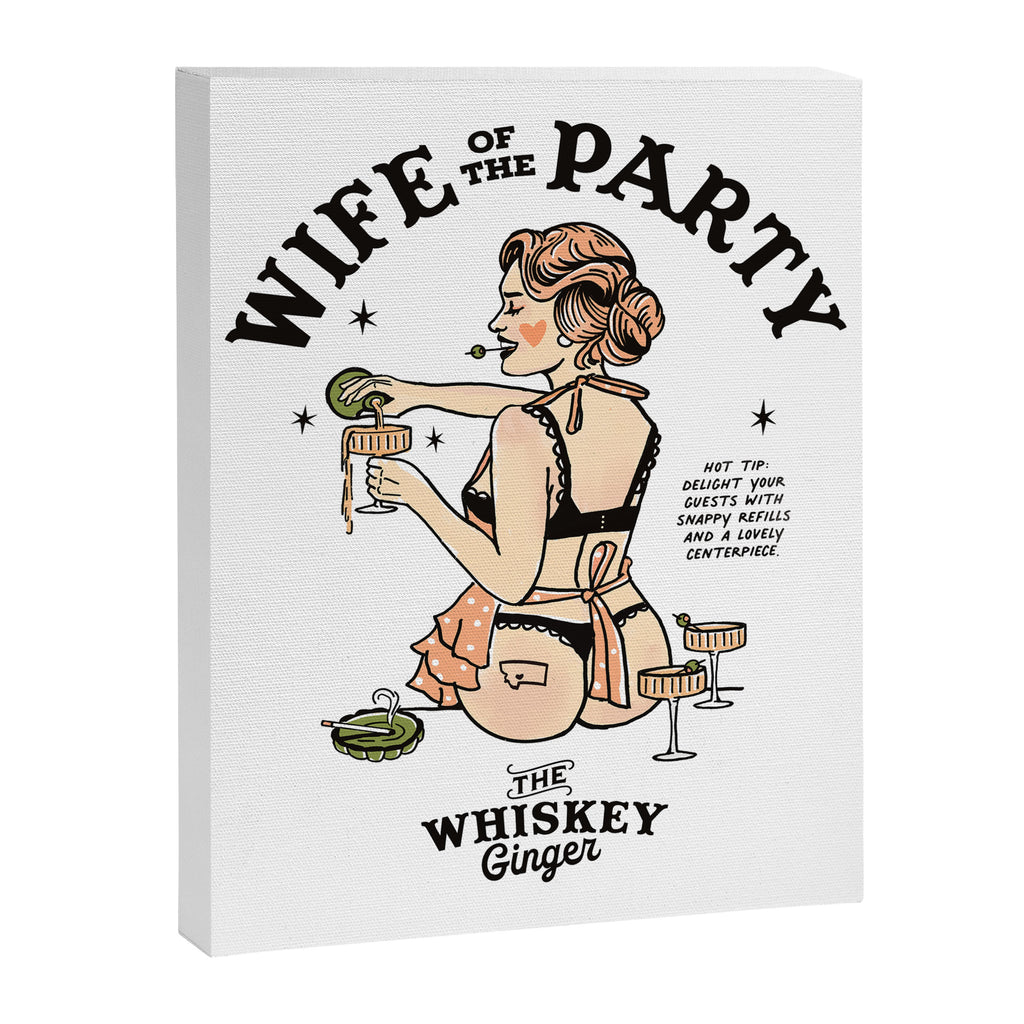 Wife Of The Party: Sexy Woman In Lingerie Making Cocktails Canvas Print Gallery Image 6