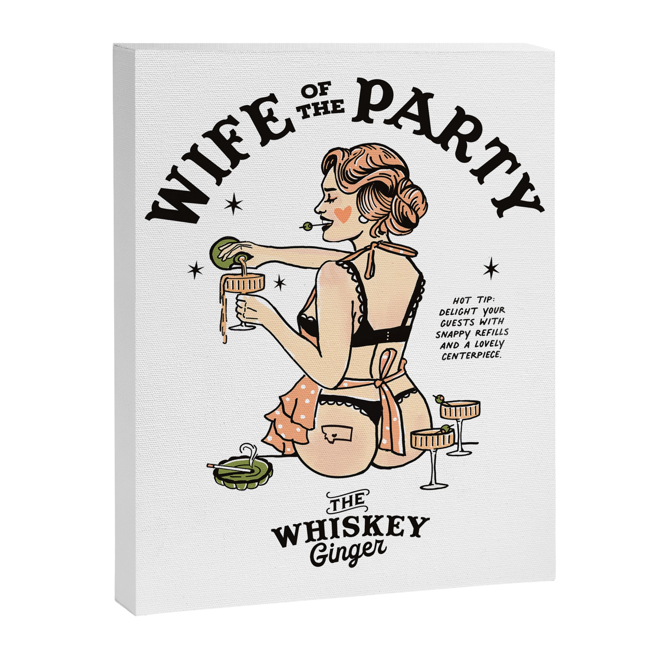 Wife Of The Party: Sexy Woman In Lingerie Making Cocktails Canvas Print Gallery Image 6
