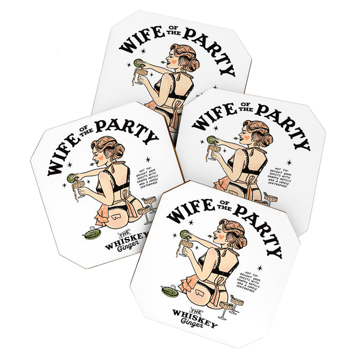 Wife Of The Party: Sexy Woman In Lingerie Making Cocktails Coaster Gallery Image 1