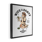 Wife Of The Party: Sexy Woman In Lingerie Making Cocktails Framed Canvas Print Gallery Image 2