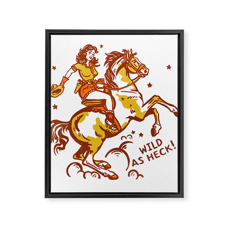 Funny Cowgirl On A Horse Framed Canvas Print Gallery Image 8