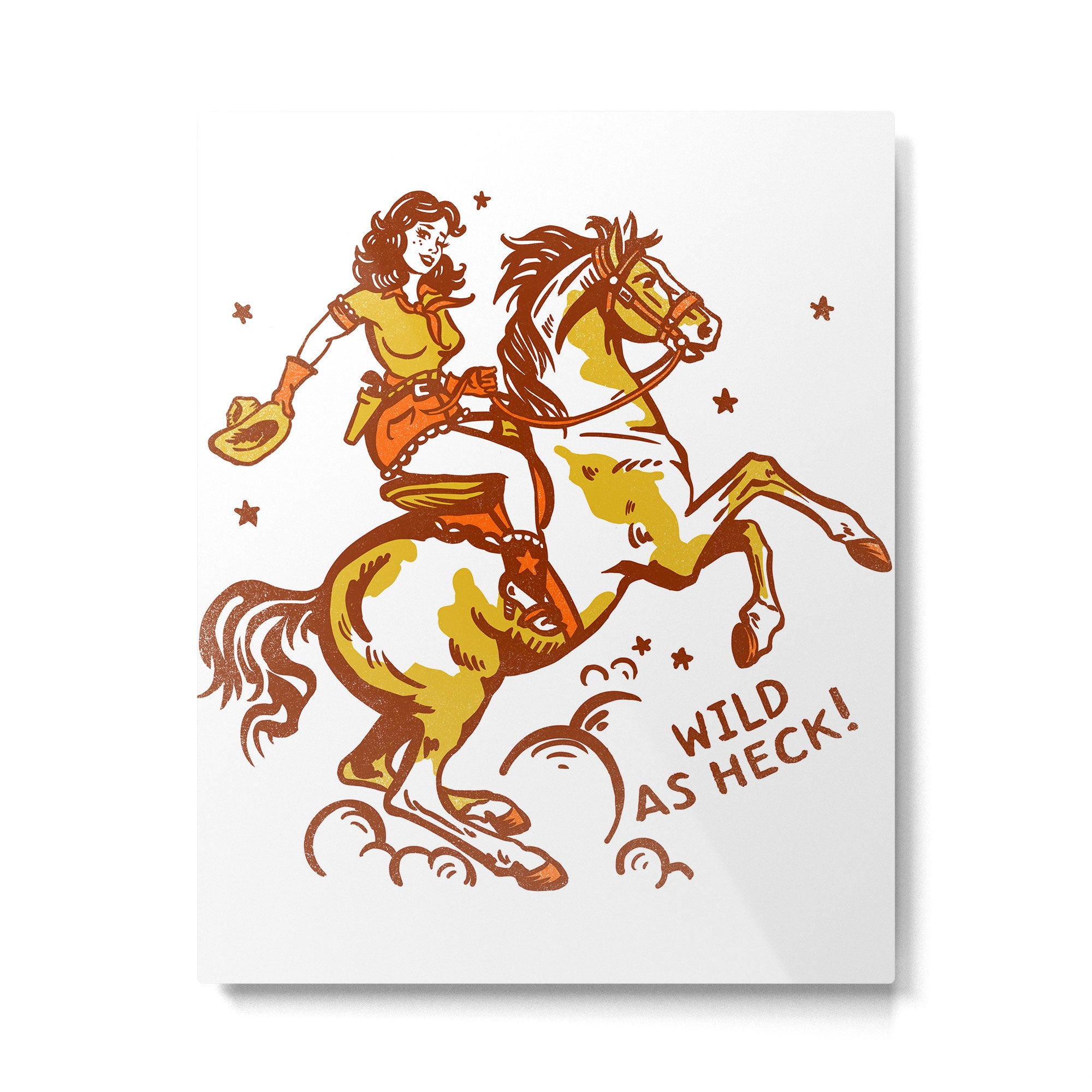 Funny Cowgirl On A Horse Metal Print Gallery Image 6