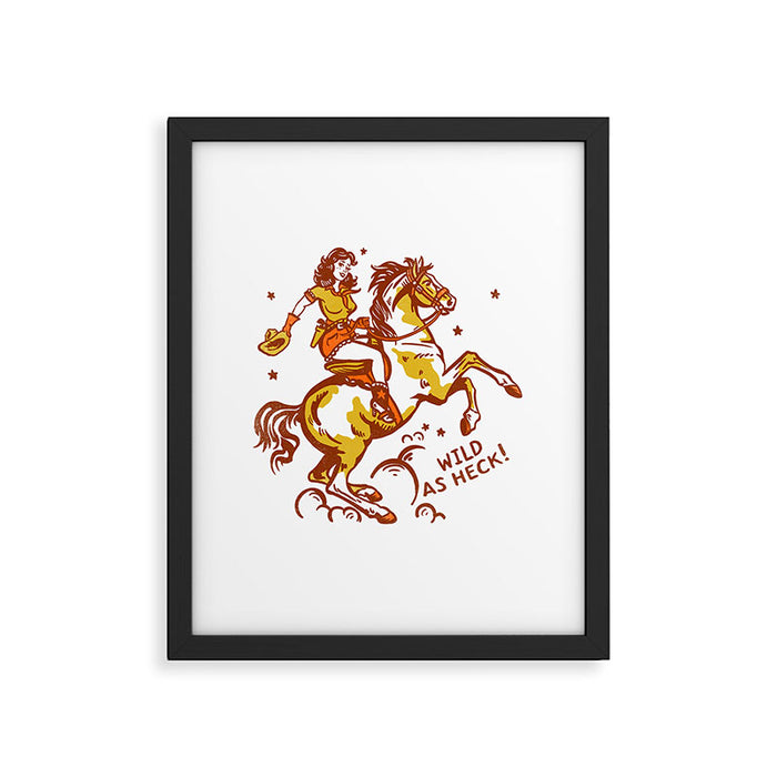 Funny Cowgirl On A Horse Framed Art Print Gallery Image 1
