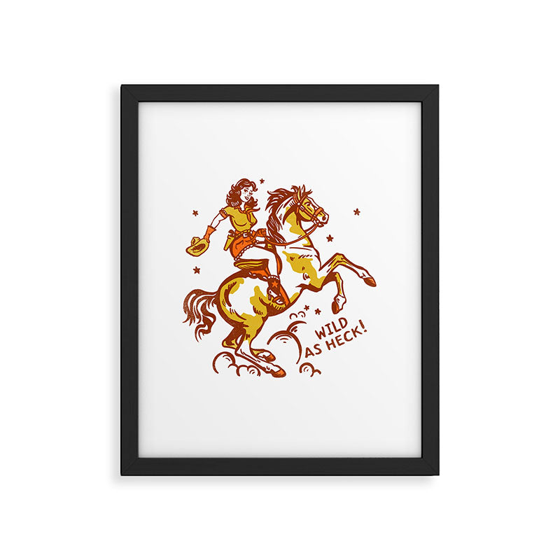 Funny Cowgirl On A Horse Framed Art Print Gallery Image 4