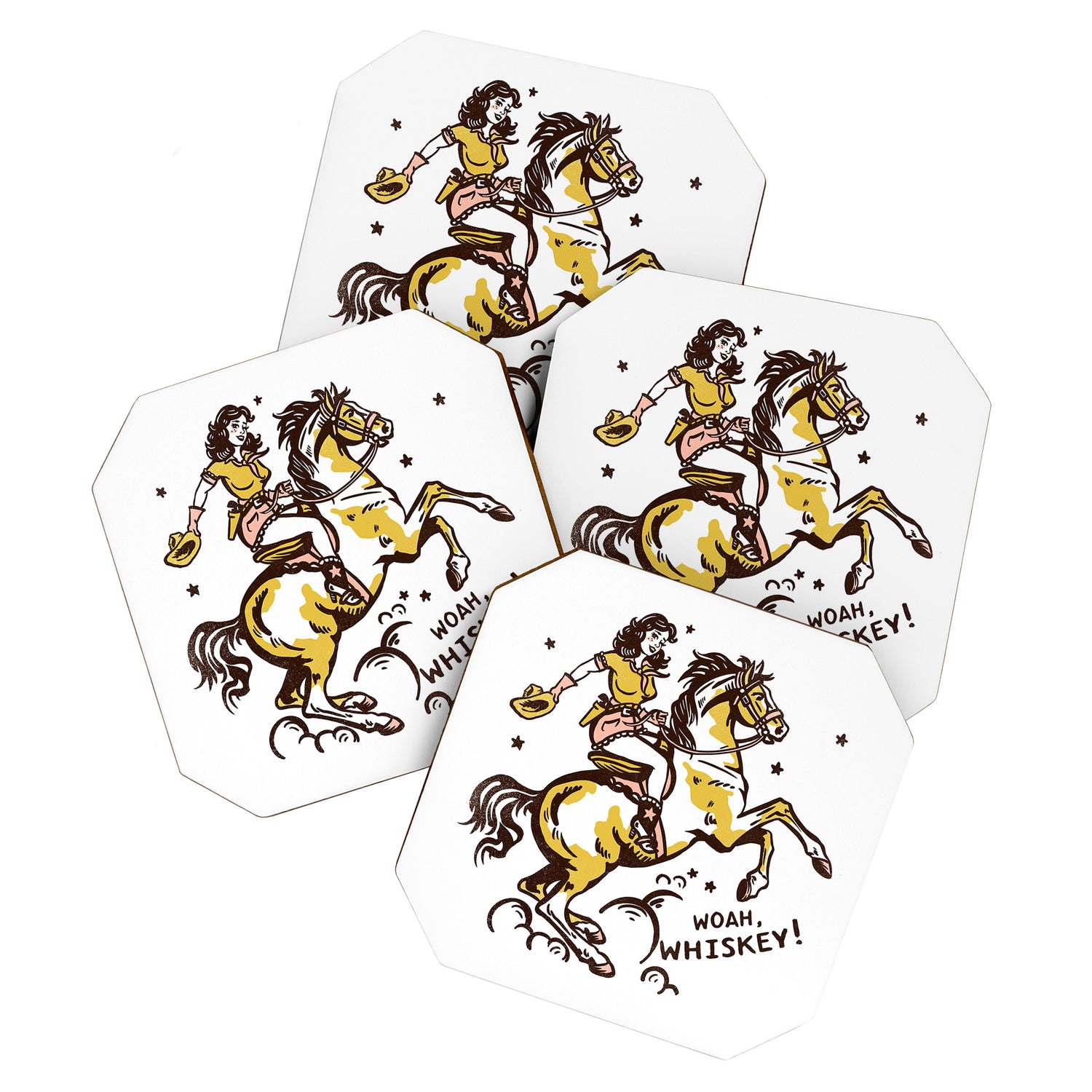 "Woah Whiskey" Western Pin Up Cowgirl & Her Horse Coaster Gallery Image 1