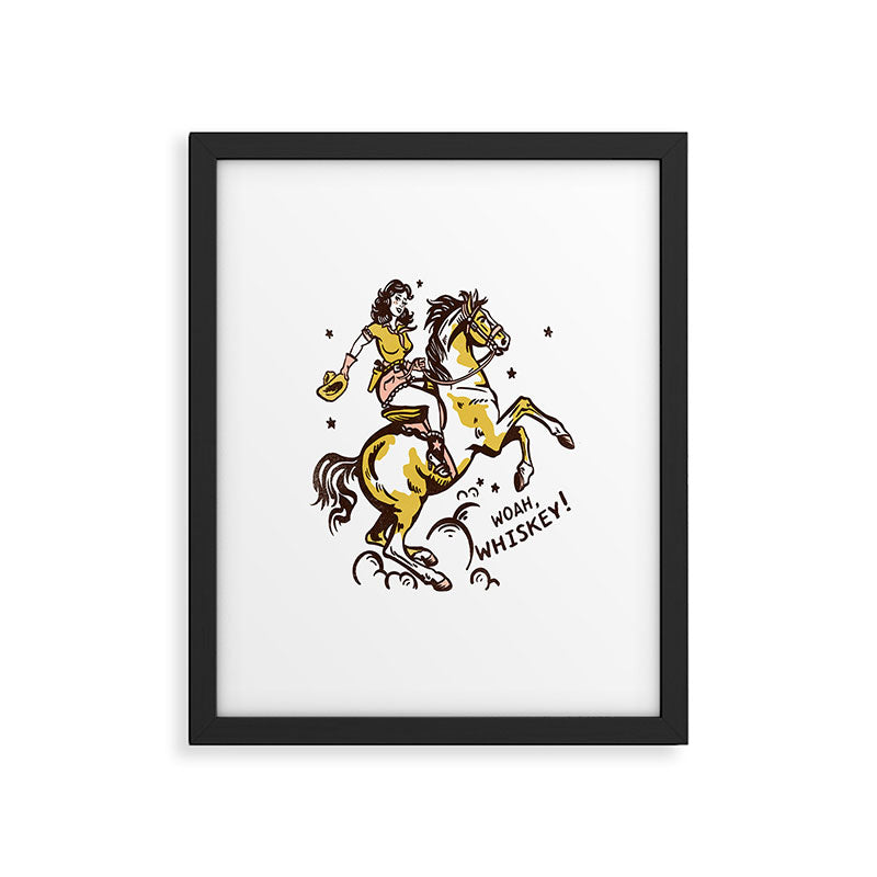 "Woah Whiskey" Western Pin Up Cowgirl & Her Horse Framed Art Print Gallery Image 6