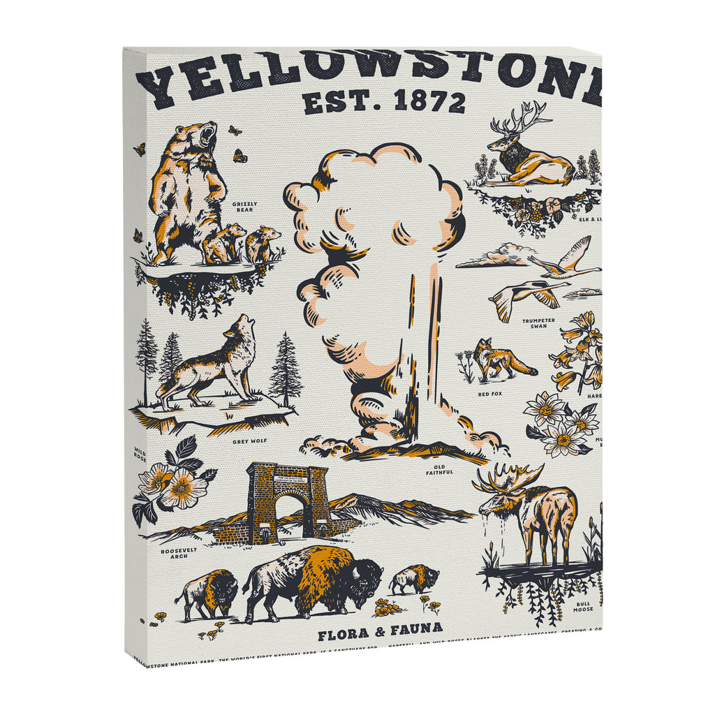Yellowstone National Park Flora & Fauna Vintage Travel Poster Canvas Print Gallery Image 6