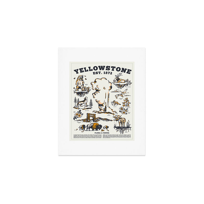 Yellowstone National Park Flora & Fauna Vintage Travel Poster Art Print Gallery Image 1