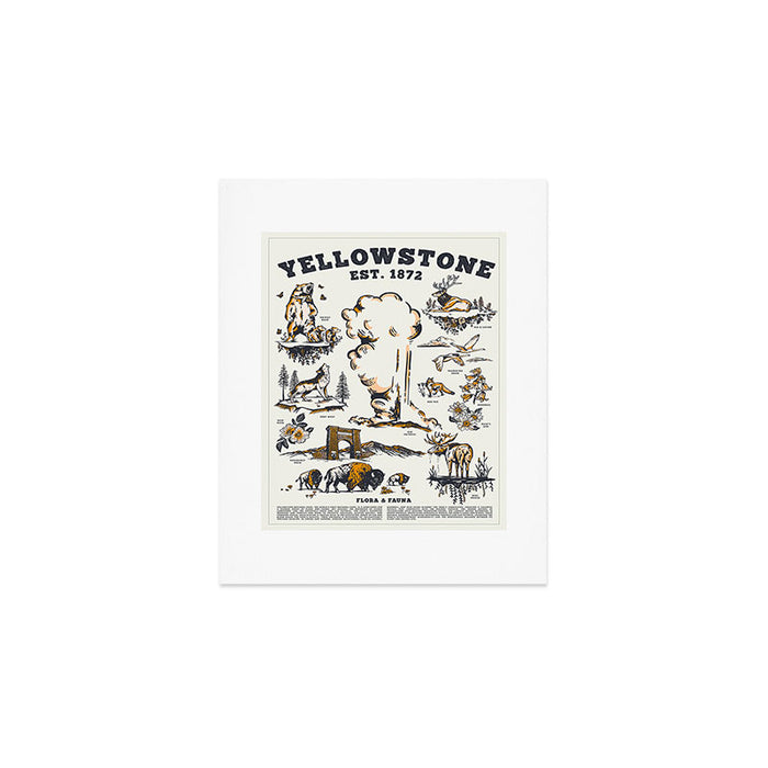 Yellowstone National Park Flora & Fauna Vintage Travel Poster Art Print Gallery Image 1