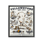 Yellowstone National Park Flora & Fauna Vintage Travel Poster Framed Canvas Print Gallery Image 6