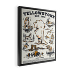 Yellowstone National Park Flora & Fauna Vintage Travel Poster Framed Canvas Print Gallery Image 2